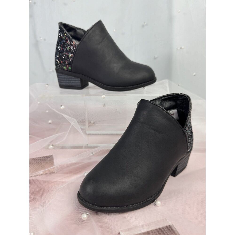 Bumble & Birdie Toddler Girls Ankle Boots Sz 8 Glittler Black Sparkle‎